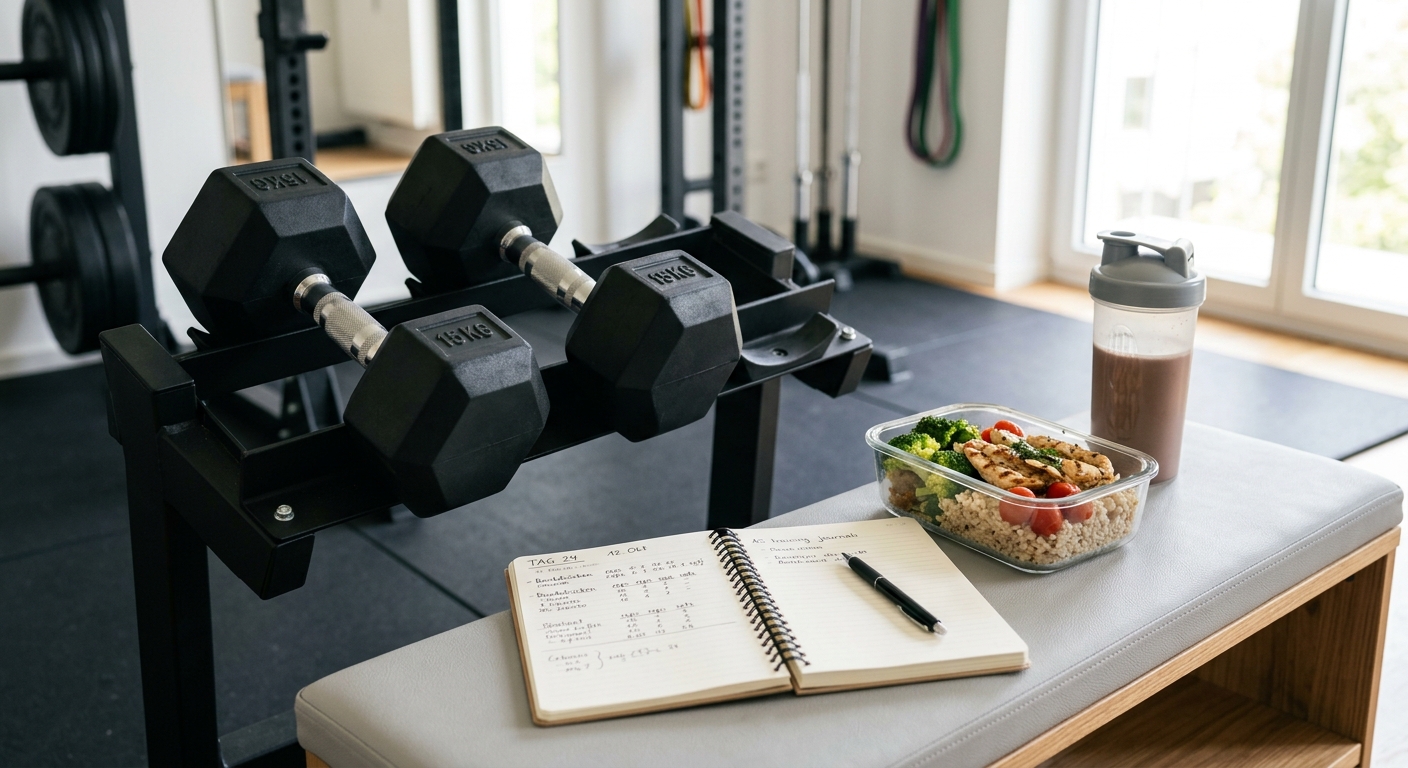 Beitragsbild: Muskelaufbau für Einsteiger: Trainingsplan und Ernährung im Zusammenspiel